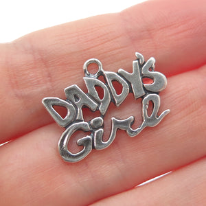 SUNDANCER 925 Sterling Silver Vintage Daddy's Girl Oxidized Mini Charm Pendant