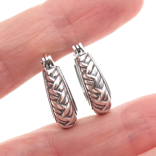 Sidney Evan 925 Sterling Silver Vintage Braided Oxidized Hoop Earrings
