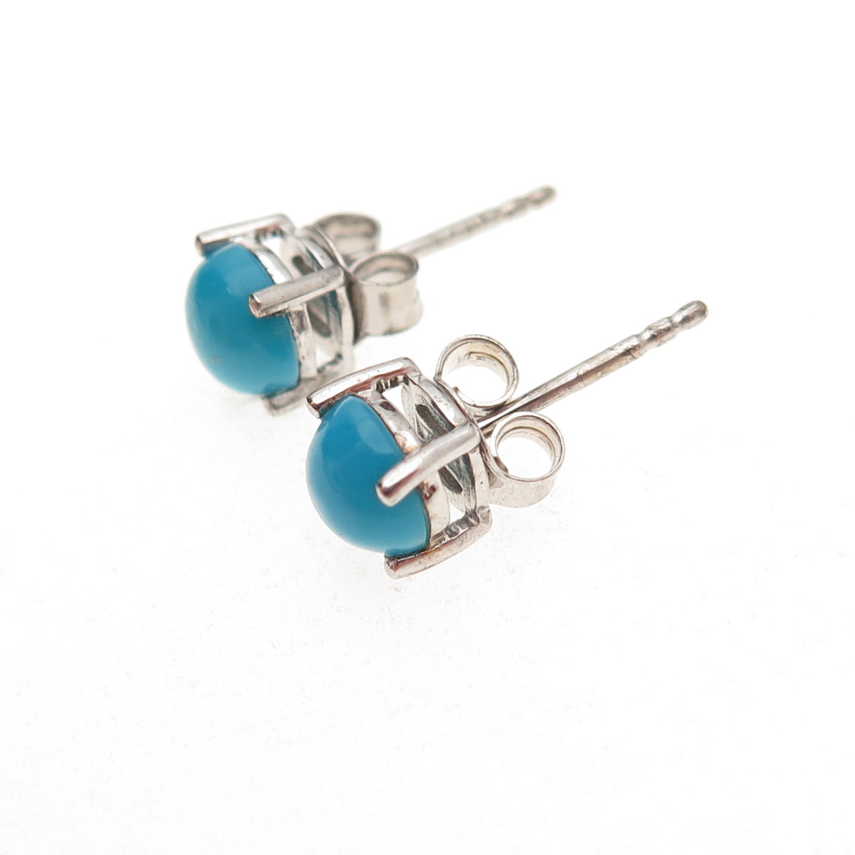 925 Sterling Silver Real Sleeping Beauty Turquoise Stud Earrings
