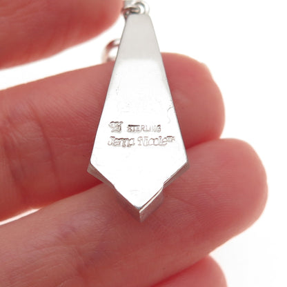 Jenna Nicole Sterling Silver Vintage Camphor Frosted Glass & Rhinestone Pendant