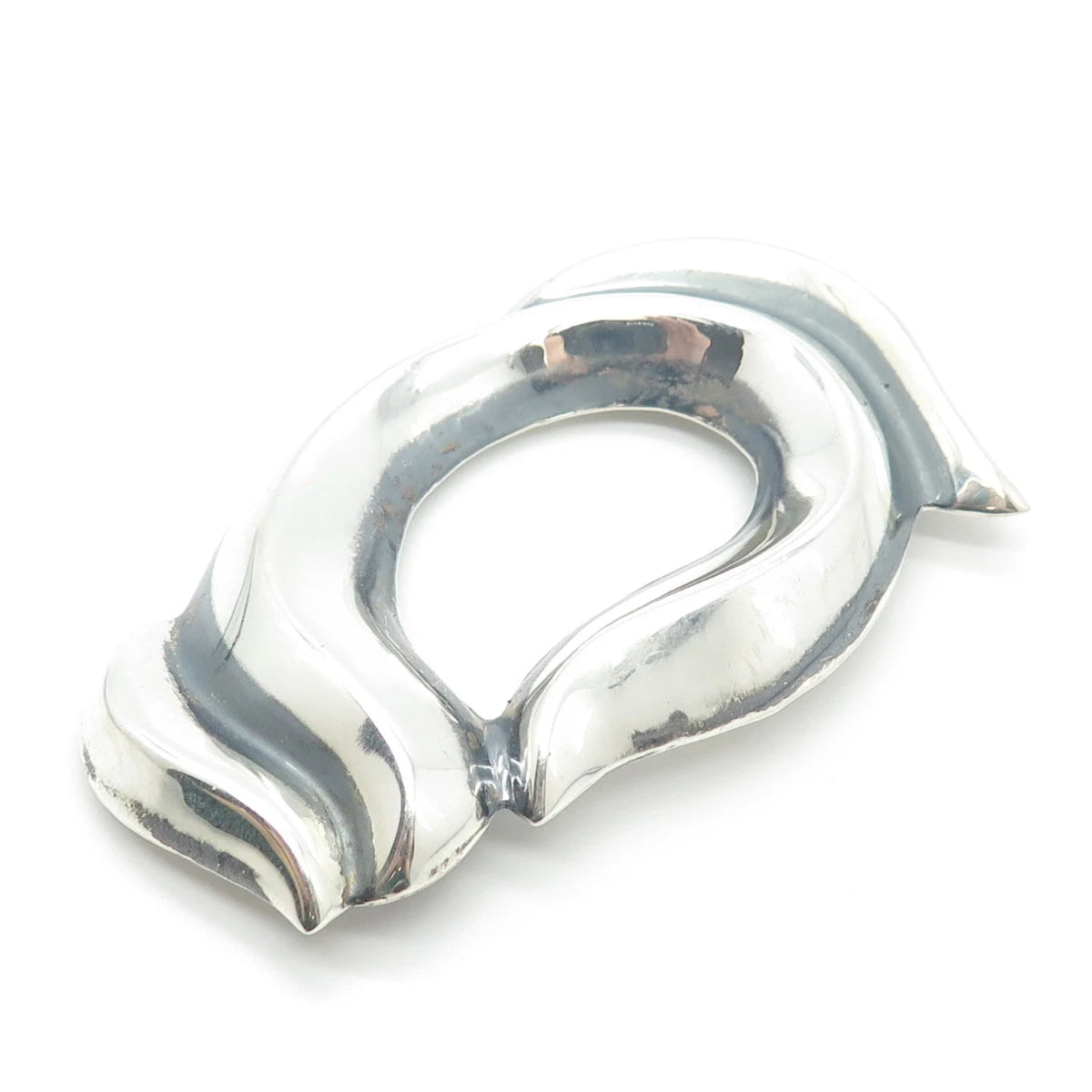 925 Sterling Silver Vintage Mexico Modernist Heart Pin Brooch