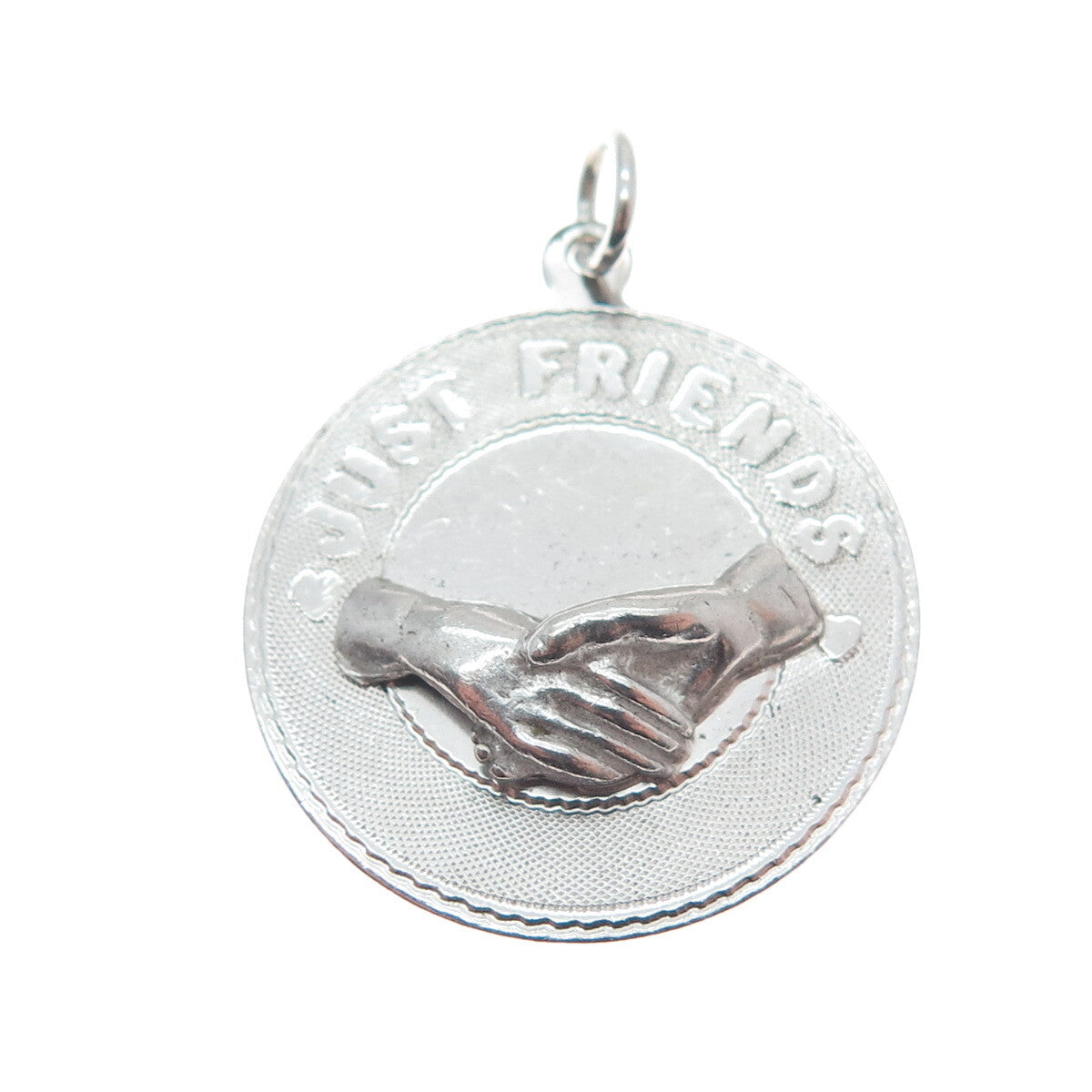 MARC MERCY 925 Sterling Silver Vintage "Just Friends" Handshake Pendant