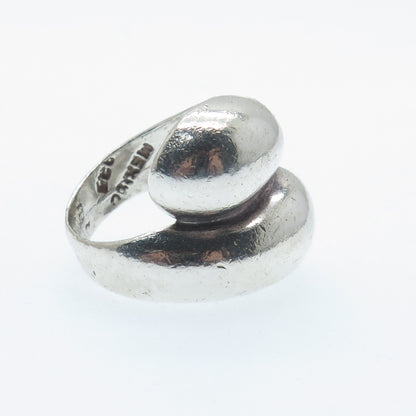 925 Sterling Silver Vintage Mexico Modernist Bypass Oxidized Ring Size 6.5