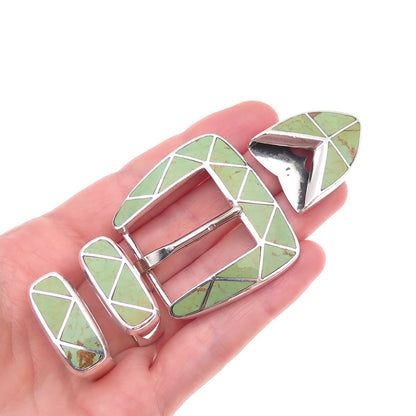 Douglas Magnus Heartline Santa Fe Old Pawn Sterling Turquoise Belt Buckle Set