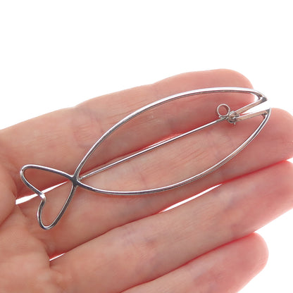 DANECRAFT 925 Sterling Silver Antique Art Deco Ichthys Religious Pin Brooch