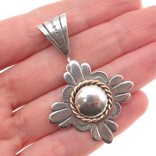 925 Sterling Silver 2-Tone Vintage Southwestern Cross Charm Pendant