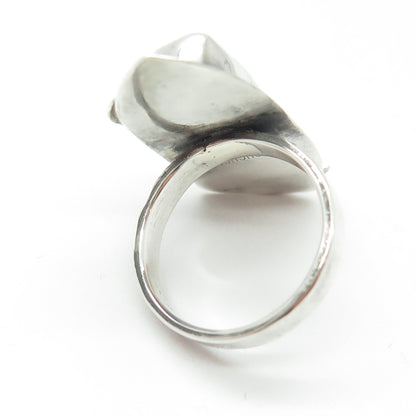 B. SUCHERMAN 925 Sterling Silver 2-Tone Vintage MOP Statement Ring Size 6.75