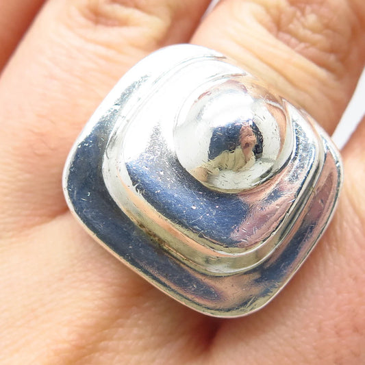 925 Sterling Silver Vintage Modernist Domed Ring Size 6.25
