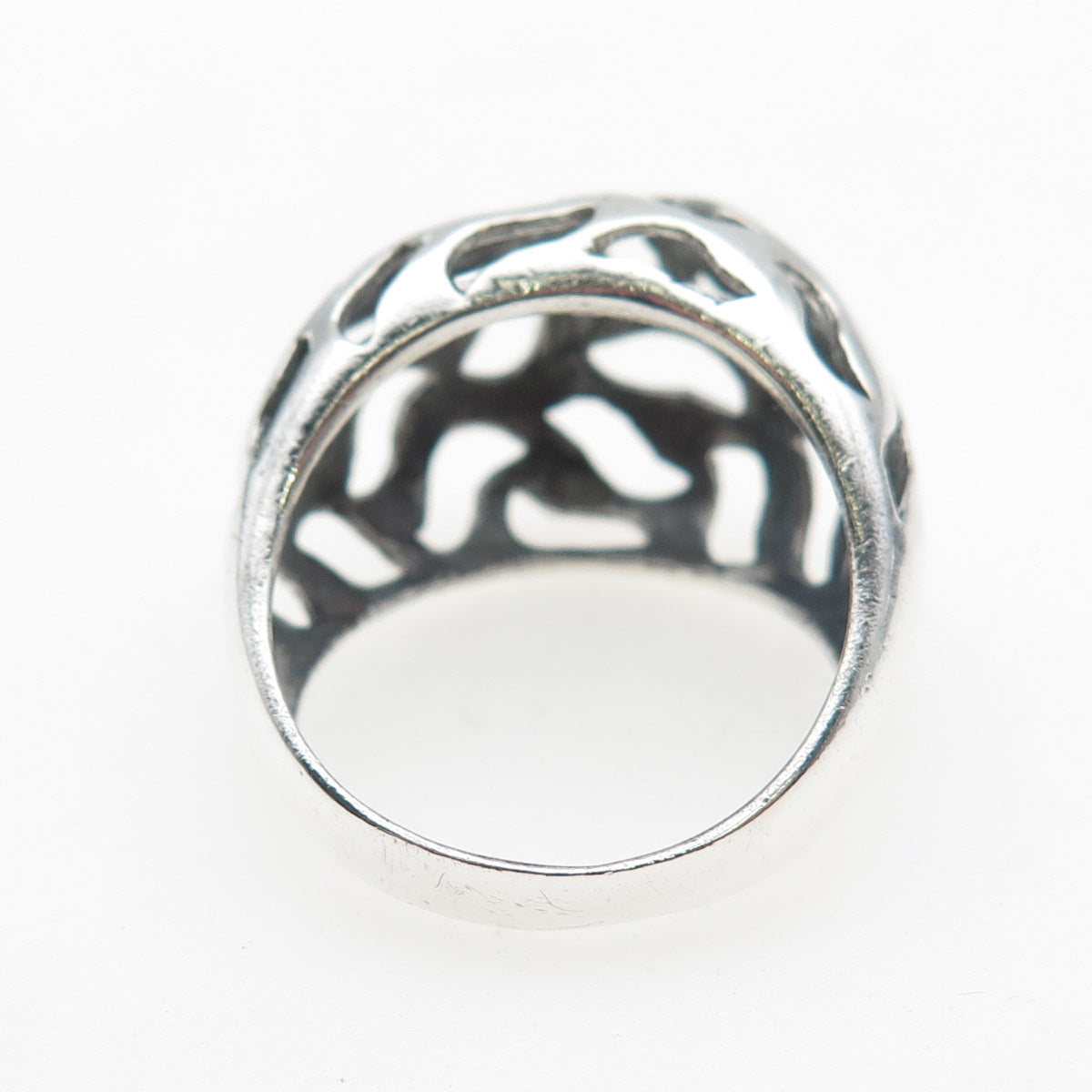 925 Sterling Silver Vintage Modernist Wavy Dome Oxidized Ring Size 9