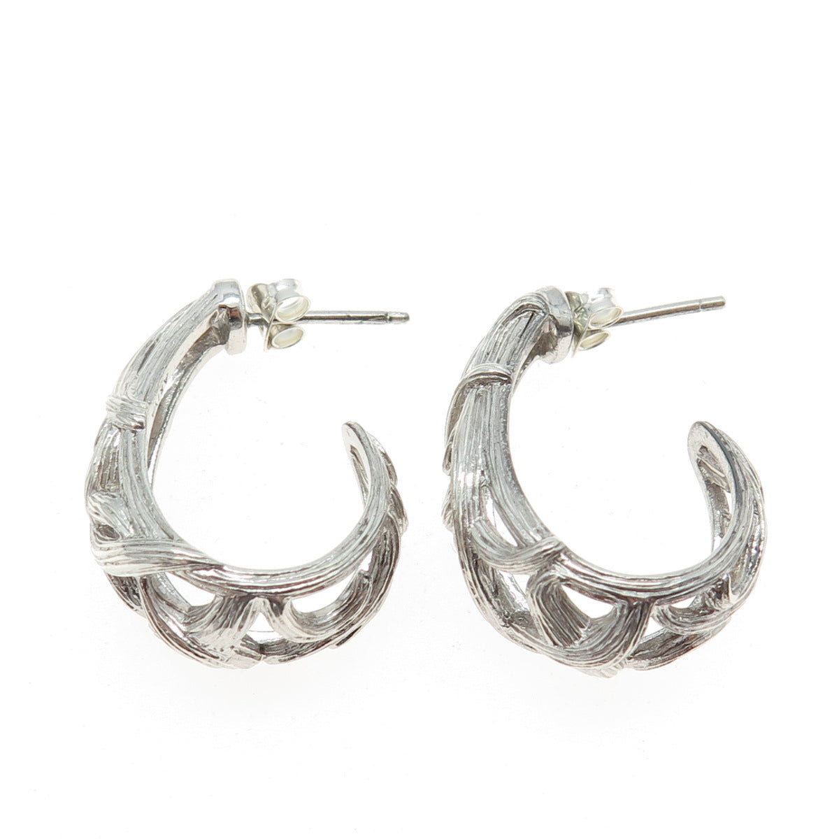 ARIVA 925 Sterling Silver Vintage Ornate Hoop Earrings