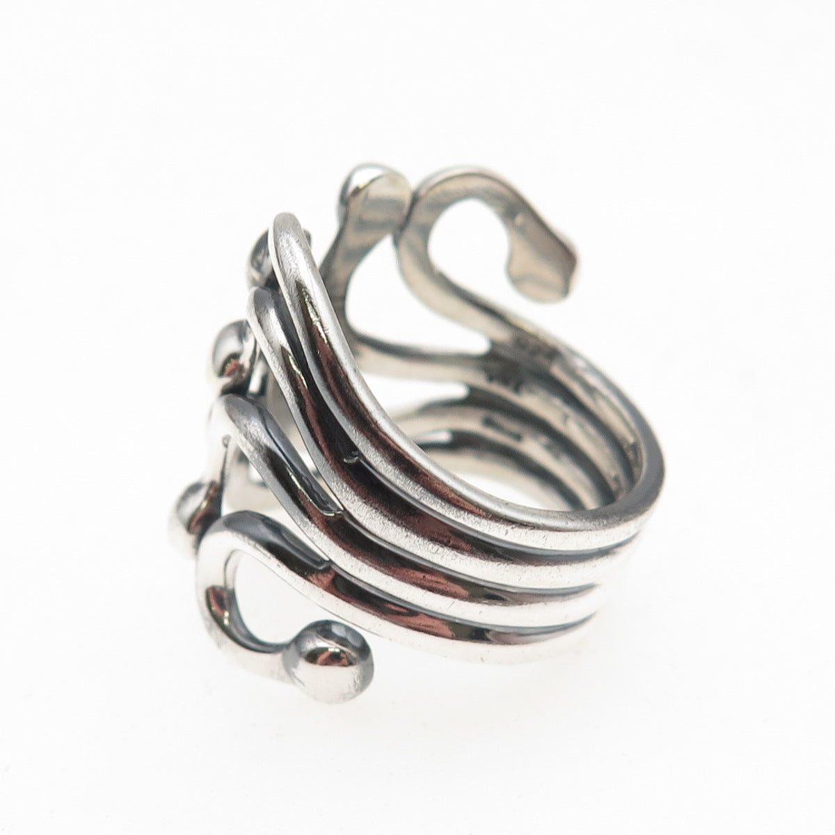 ATI Annika Witt 925 Sterling Silver Vintage Modernist Adjustable Ring Size 8.75