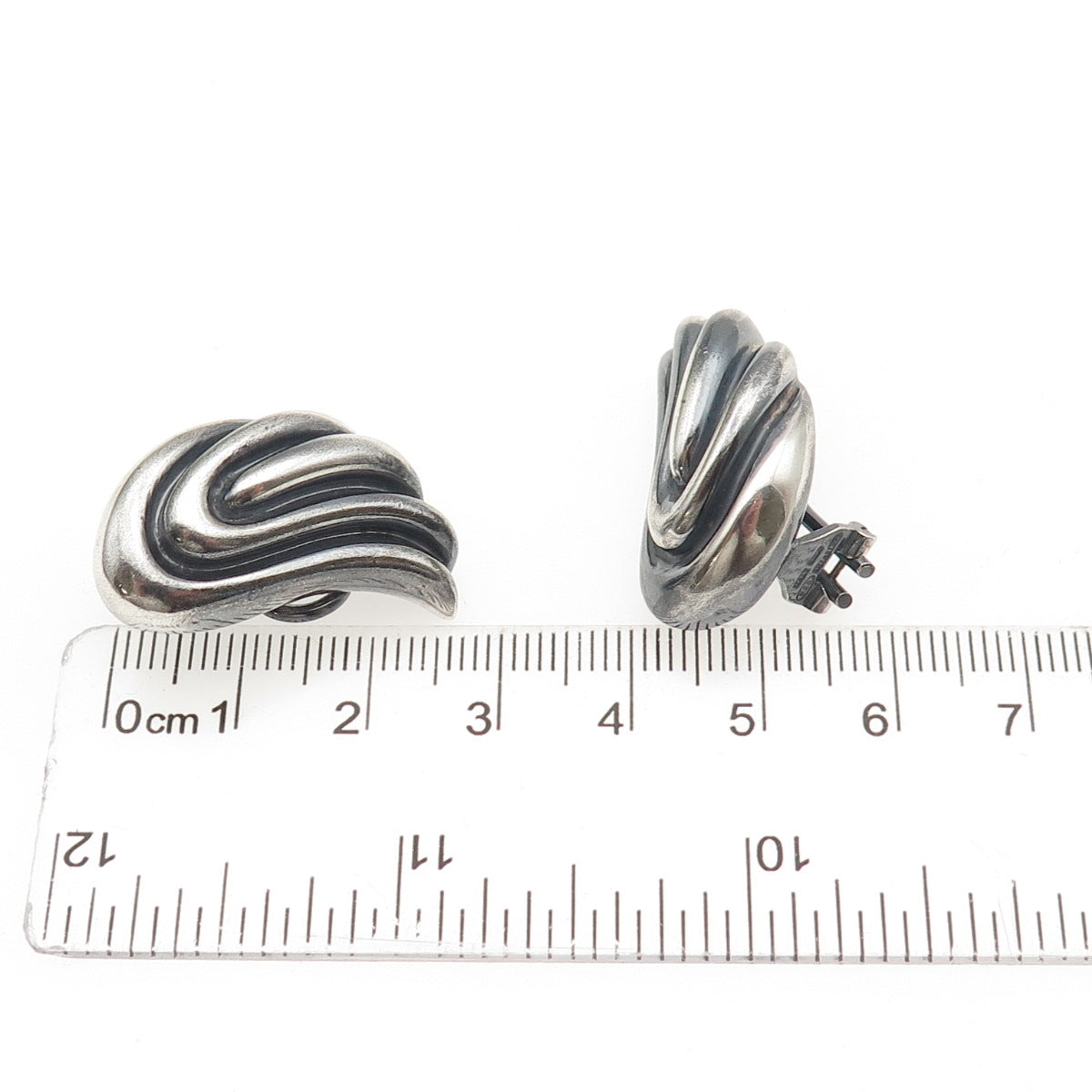 TIFFANY & CO. 925 Sterling Silver Vintage Italy Wings Oxidized Clip On Earrings