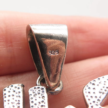 925 Sterling Silver Vintage Dotted Chinese Writings Pendant