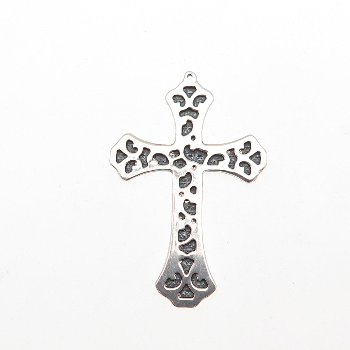 Chuck Clemency 925 Sterling Silver Vintage Cross Oxidized Charm Pendant