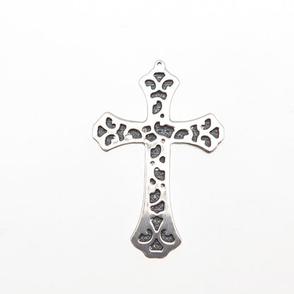 Chuck Clemency 925 Sterling Silver Vintage Cross Oxidized Charm Pendant