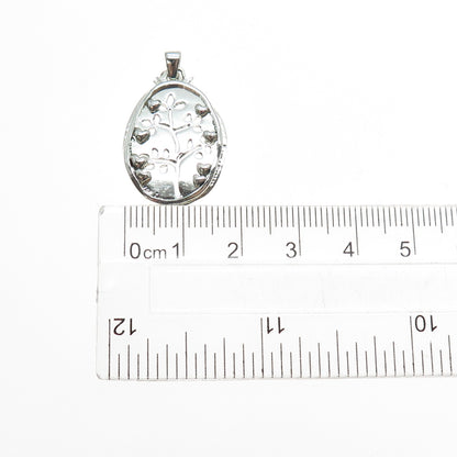 925 Sterling Silver Vintage Love Tree of Life Slide Double Charm Pendant