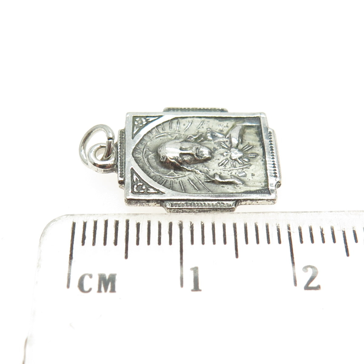 925 Sterling Silver Antique Jesus St. Mary & Baby Jesus Religious Pendant