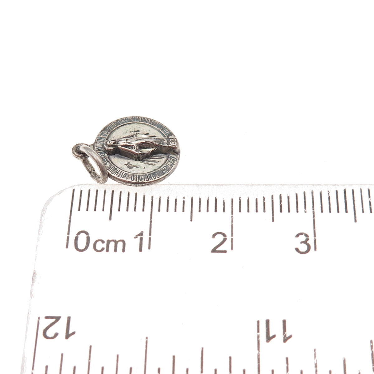 Creed 925 Sterling Silver Vintage St. Mary Miraculous Oxidized Charm Pendant
