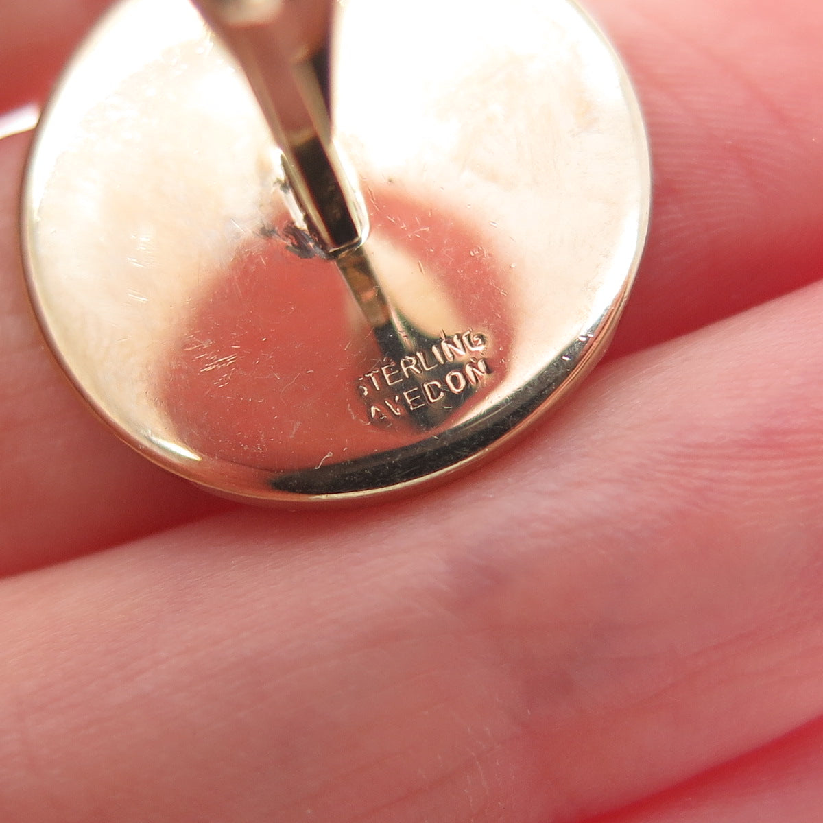 AVEDON 925 Sterling Silver Rose Gold Plated Vintage Round Cufflinks