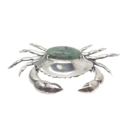 GREAT FALLS METAL WORKS 925 Sterling Silver Vintage Turquoise Gem Crab Brooch