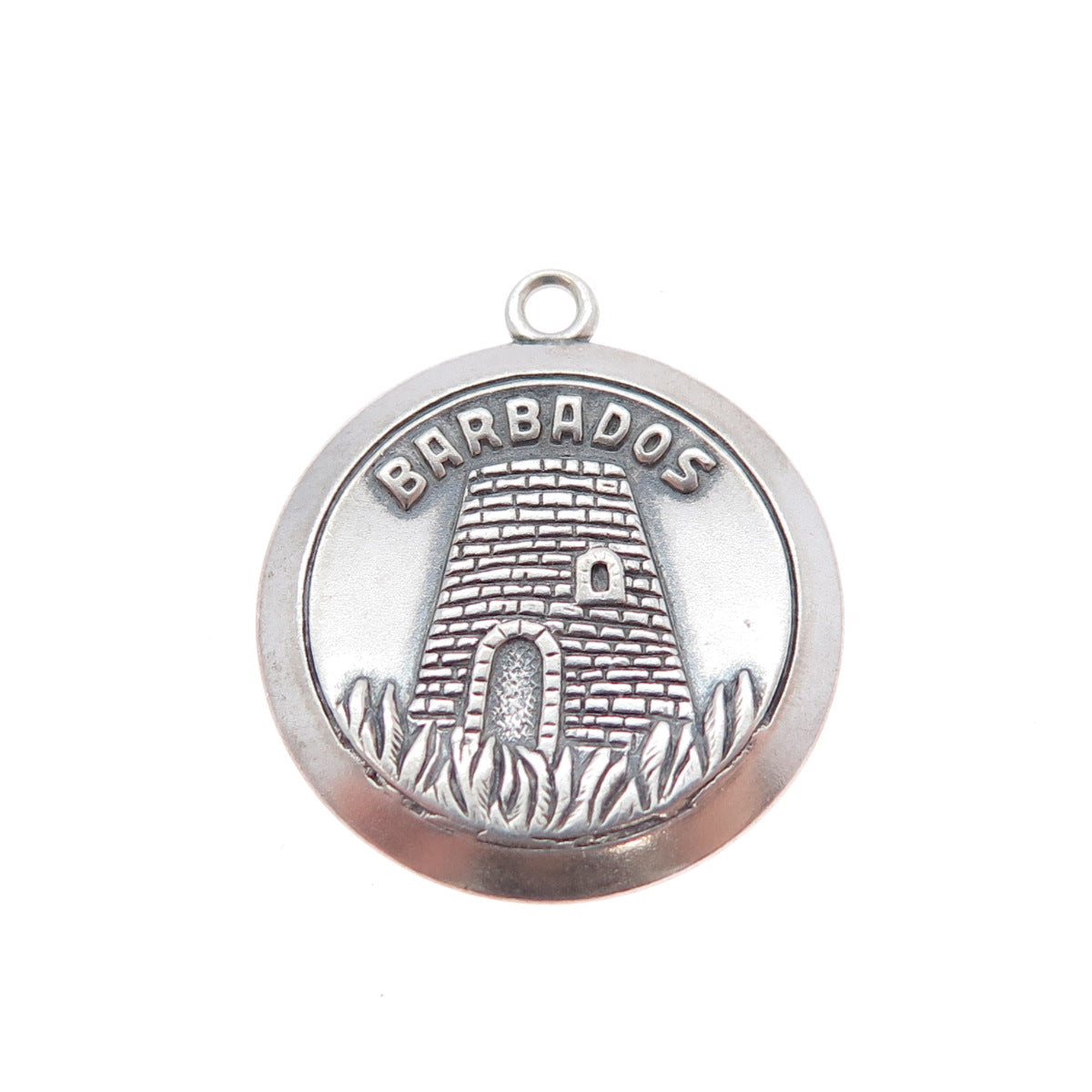 925 Sterling Silver Vintage Barbados Oxidized Charm Pendant