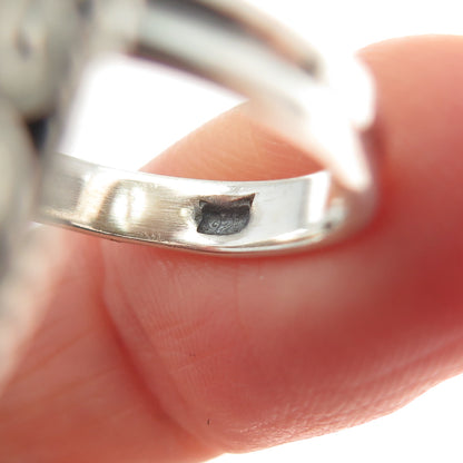 925 Sterling Silver Vintage Real Cabochon Rutilated Quartz Swirl Ring Size 9.5