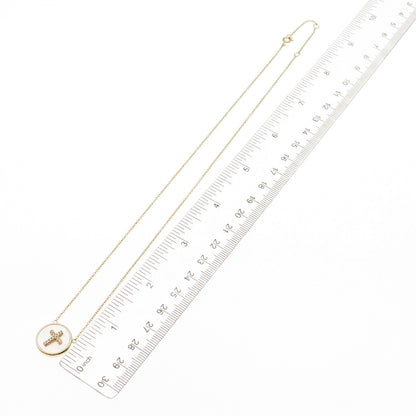 Han 925 Sterling Silver Gold Plated Real MOP & C Z Cable Chain Necklace 16-18"