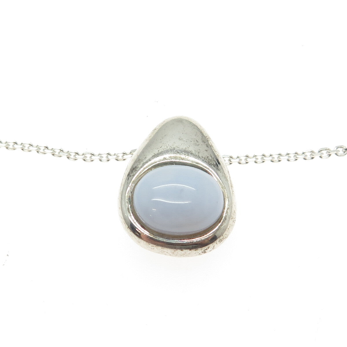 MICHELLE ALBALA 925 Sterling Silver Real Agate Drop Cable Chain Necklace 20"