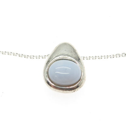 MICHELLE ALBALA 925 Sterling Silver Real Agate Drop Cable Chain Necklace 20"