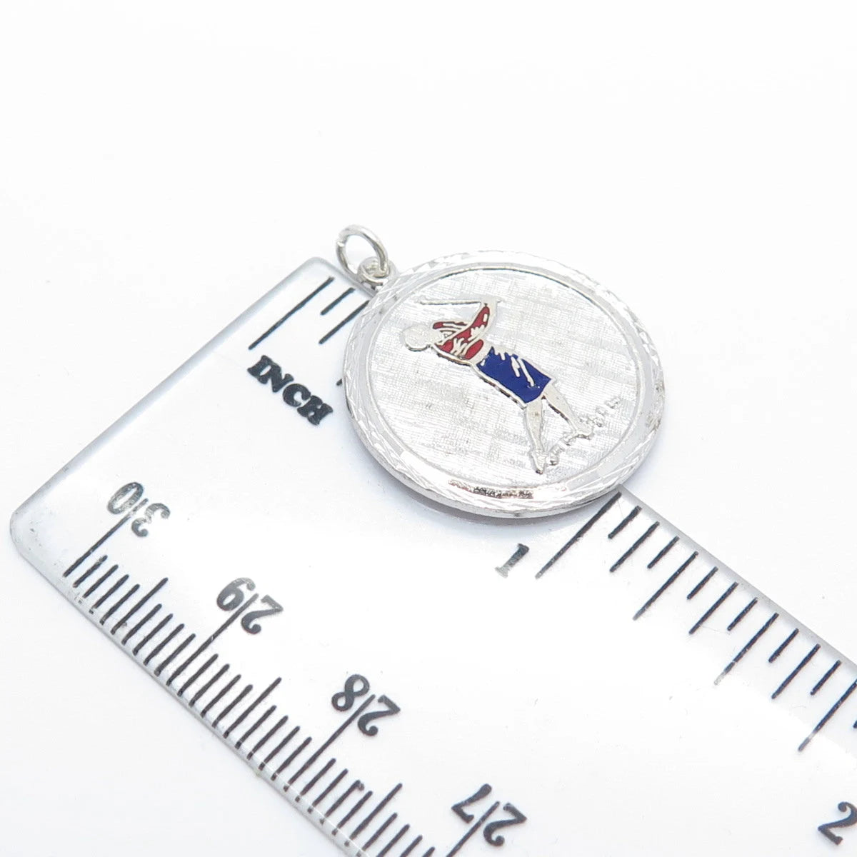 925 Sterling Silver Vintage Griffith & Sons Co Enamel Golf Player Charm Pendant