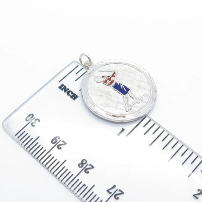 925 Sterling Silver Vintage Griffith & Sons Co Enamel Golf Player Charm Pendant
