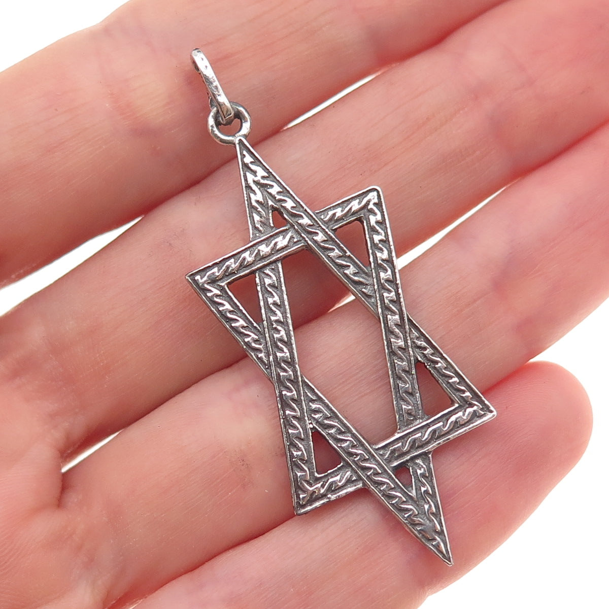 925 Sterling Silver Vintage Star of David Oxidized Pendant