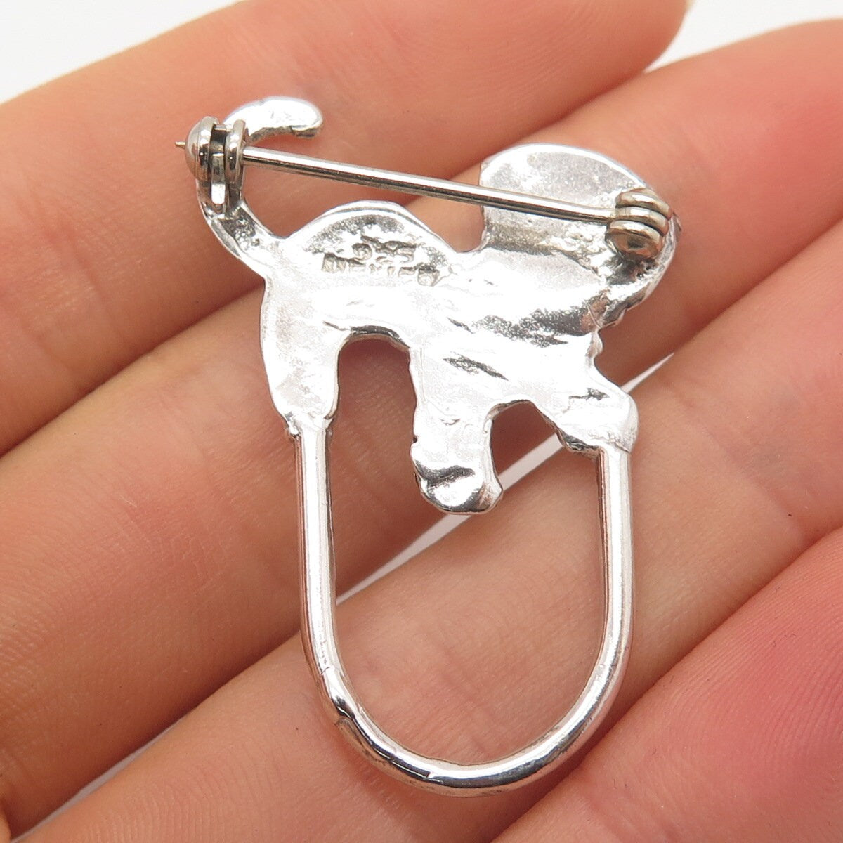 925 Sterling Silver Vintage Mexico Cat / Kitten Modernist Pin Brooch