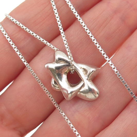 Hagit Gorali 925 Sterling Silver Vintage Star of David Box Chain Necklace 18"