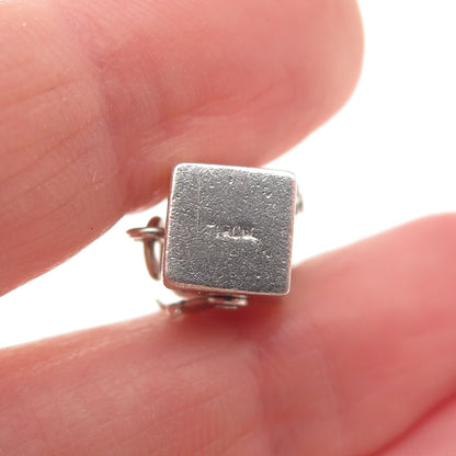 925 Sterling Silver Antique Art Deco Jack in the Box Oxidized Open Charm Pendant