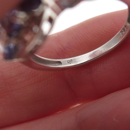 925 Sterling Silver Real Diamond & Tanzanite Ring Size 6.25