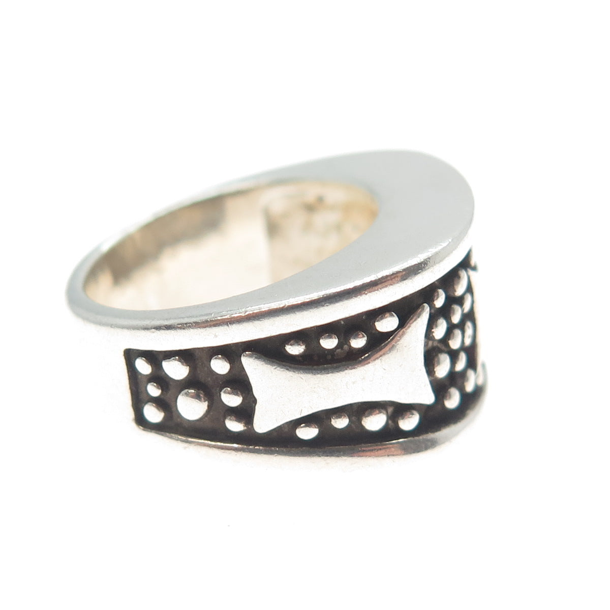 LABELLE 925 Sterling Silver Vintage Modernist Oxidized Ring Size 7
