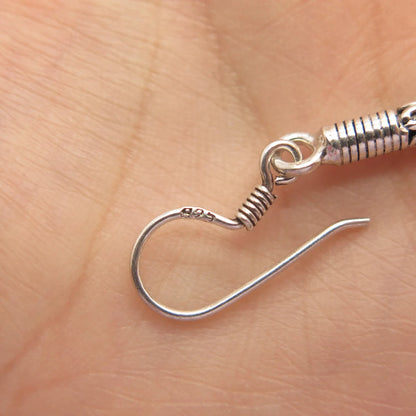 925 Sterling Silver Vintage Eternal Curve Tribal Dangling Earrings