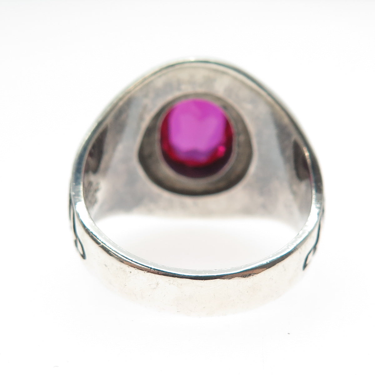 REED CO Sterling Vintage 1985 Lab-Created Ruby M.S. Barnes School Ring Size 9.75