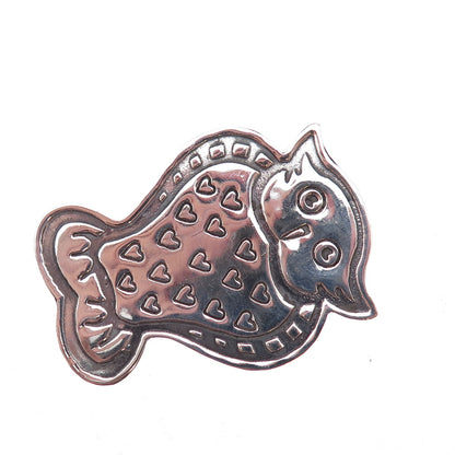 EFS Save the Children 925 Sterling Silver Vintage Wise Owl Oxidized Pin Brooch
