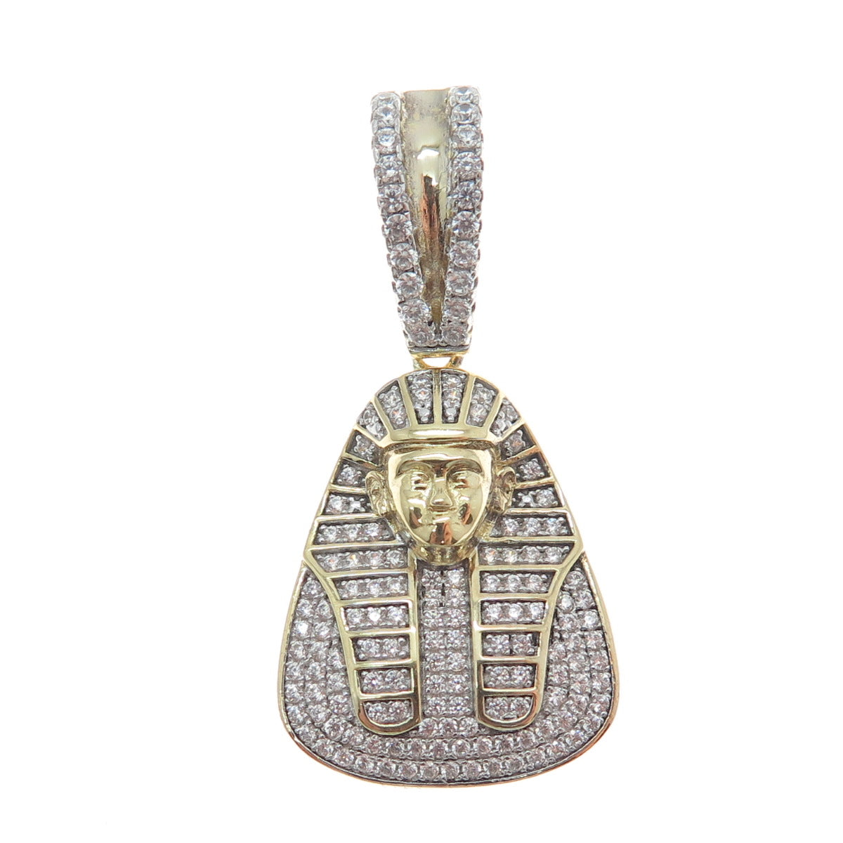 DADWANI 925 Sterling Silver Gold Plated C Z Egyptian Pharaoh Sparkle Pendant