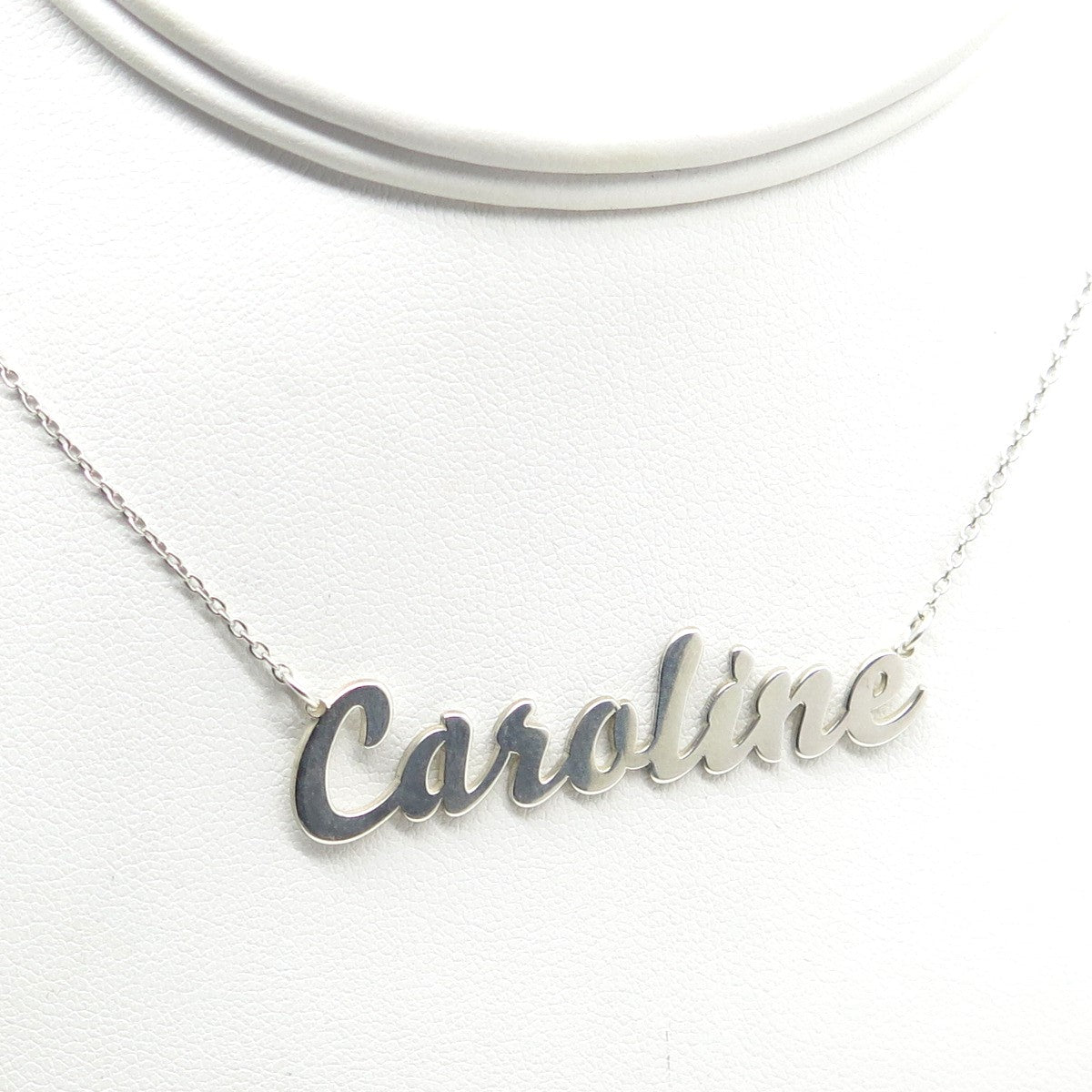 925 Sterling Silver "Caroline" Personalized Nameplate Cable Chain Necklace 18"