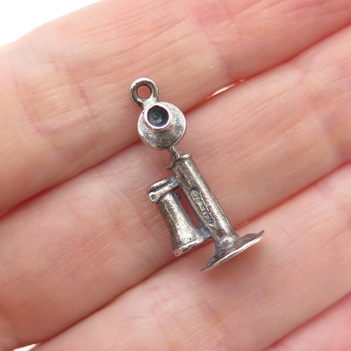 Maisels Indian Post 925 Sterling Vintage Retro Candlestick Phone Mini 3D Pendant