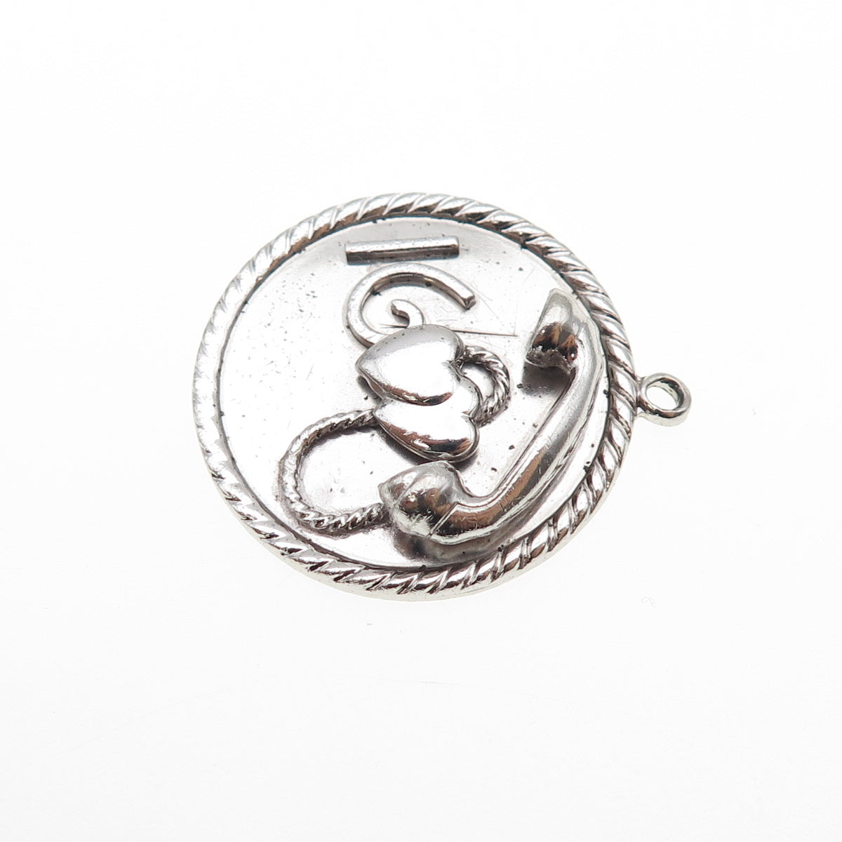 925 Sterling Silver Vintage Sweet 16 Couple Heart Retro Phone Charm Pendant