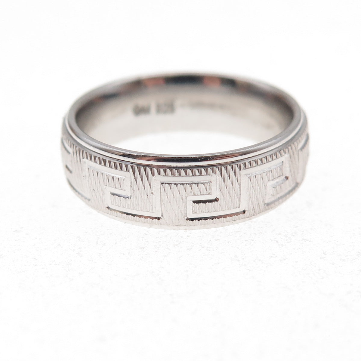 925 Sterling Silver Greek Key Band Ring Size 6.25