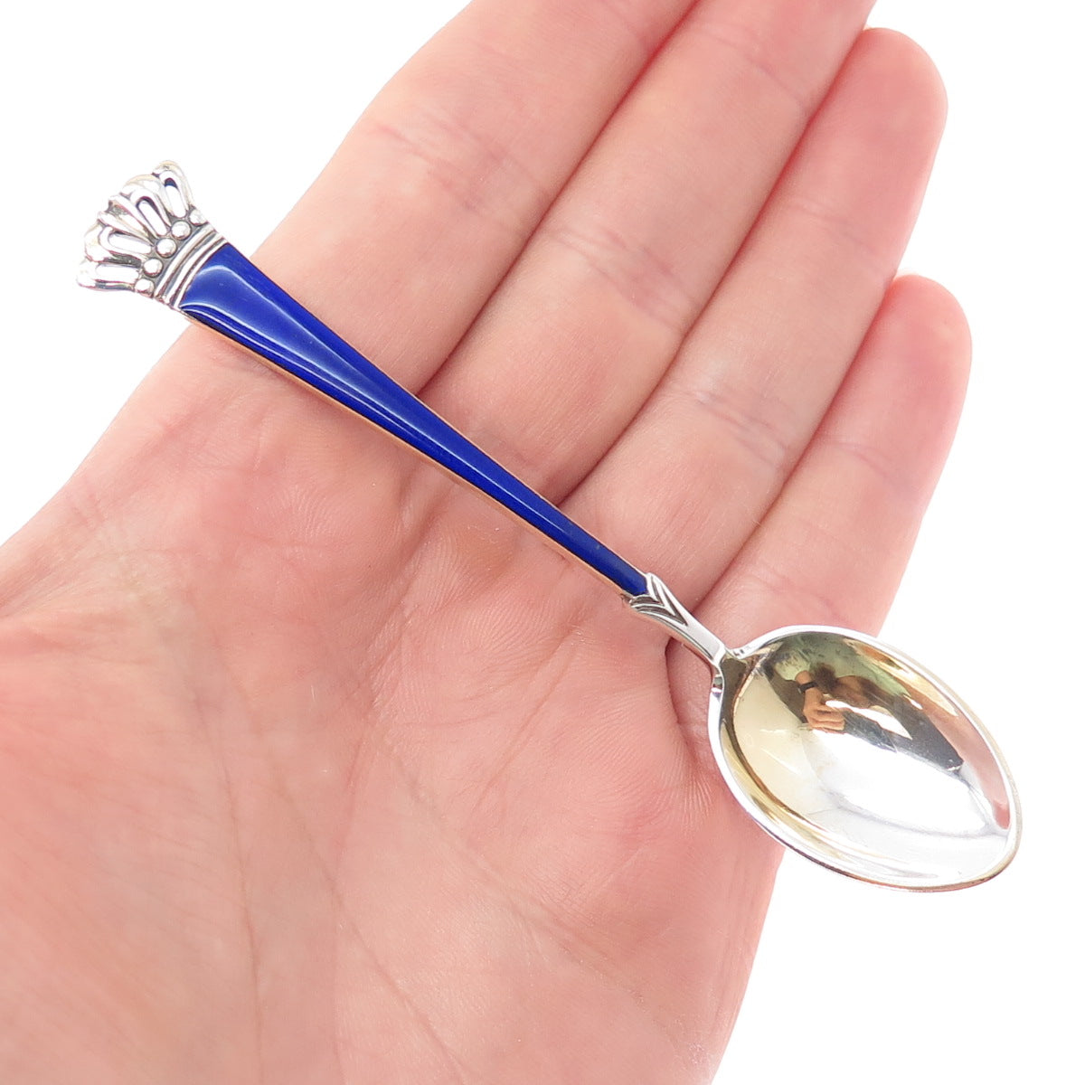 EGON LAURIDSEN 925S Sterling Gold Plated Vintage Denmark Enamel Coffee Spoon