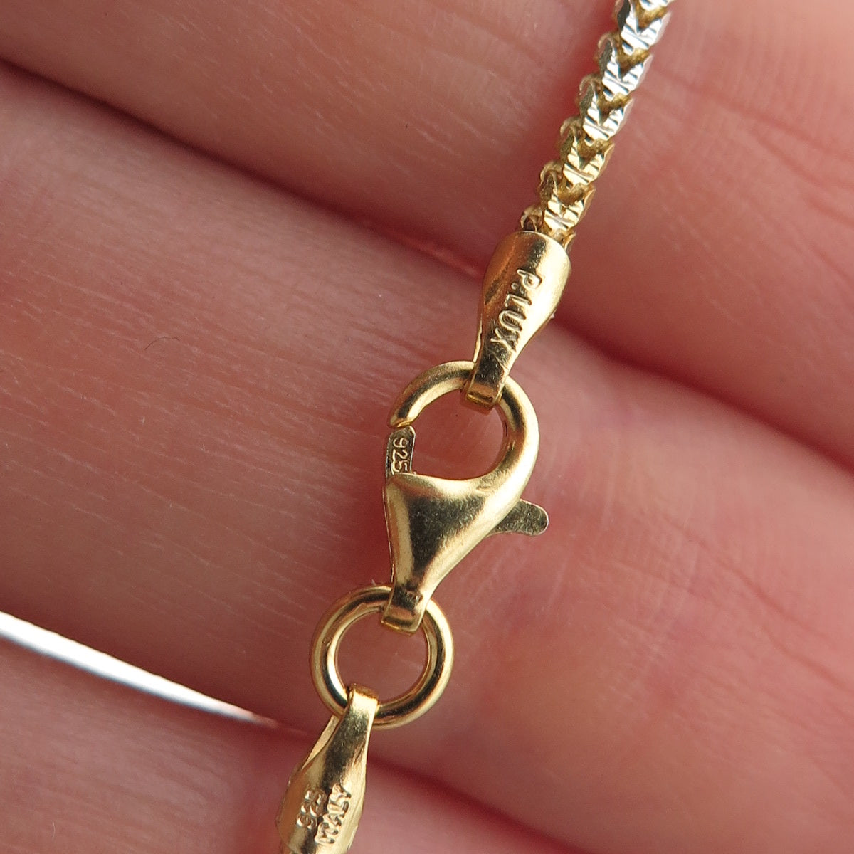 P. Lux 925 Sterling Silver Gold Plated Italy Franco Chain Necklace 18"