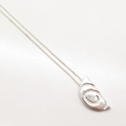 925 Sterling Silver Vintage Italy Abstract Pendant Rolo Chain Necklace 16"