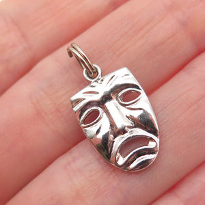 Griffith & Sons 925 Sterling Silver Vintage Tragedy Mask Mini Charm Pendant