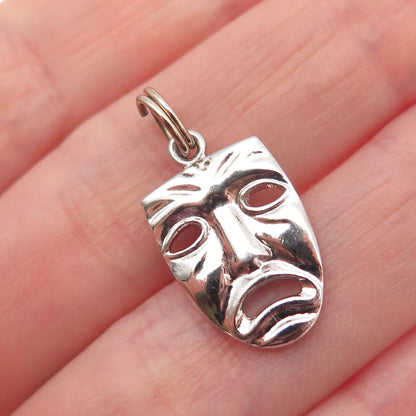Griffith & Sons 925 Sterling Silver Vintage Tragedy Mask Mini Charm Pendant